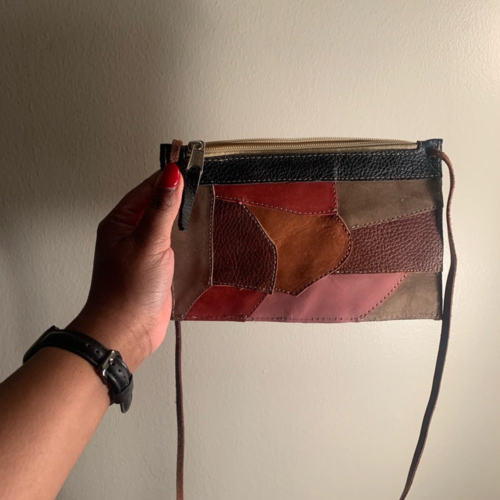 Multicolor suede crossbody